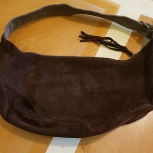 Brown Suede Hobo Bag